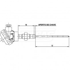Termopar Convencional com Cabeçote, Niple e União